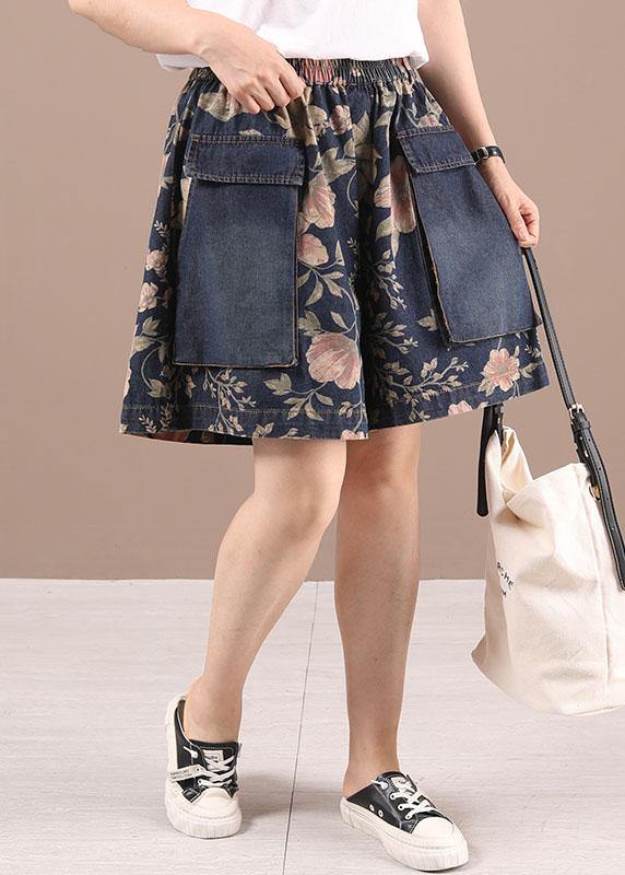 Comfy Blue Pink Hot Pants High Waist Summer Denim Pants
