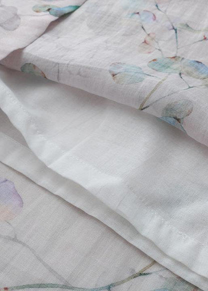 Comfy Light Purple Print Oriental Ramie Maxi Dresses Fall