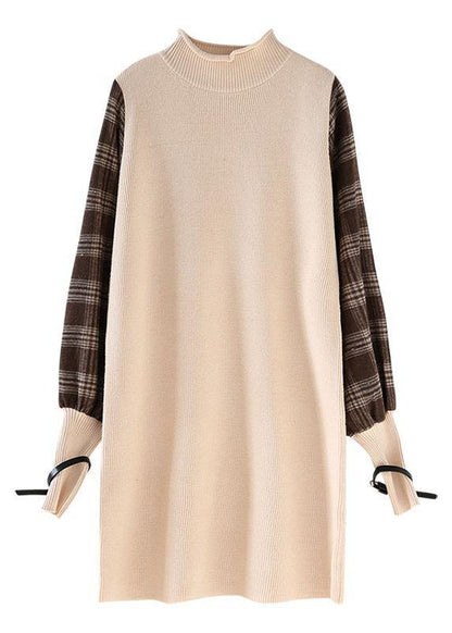 Comfy Beige Clothes Patchwork Sleeveless Spring Knitwear