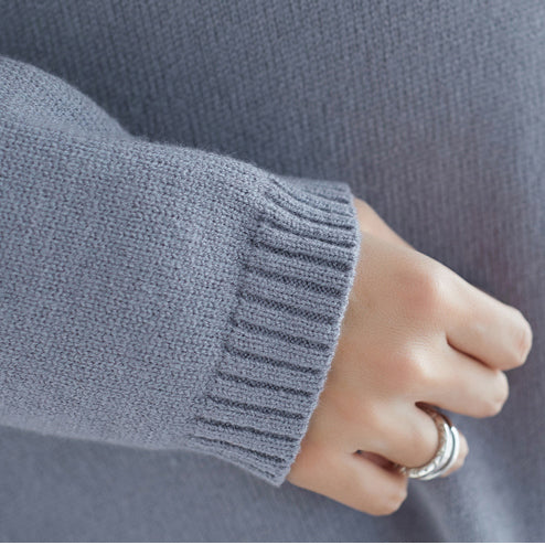 Comfy O Neck Asymmetric Sweater Aesthetic Largo Purple Ugly Knit Dress