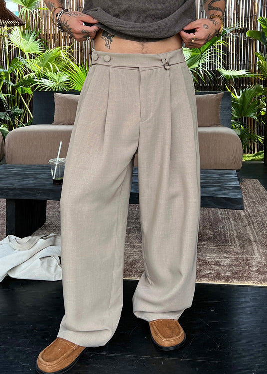 Cool Apricot Pockets Elastic Waist Spandex Pants Summer