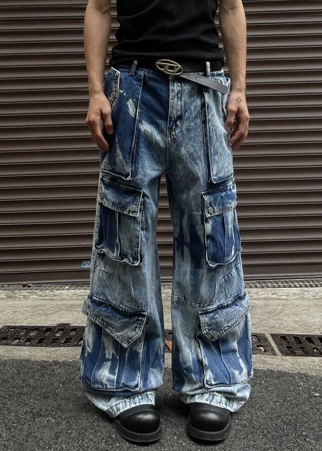 Cool Blue Button Pockets High Waist Denim Pants Summer