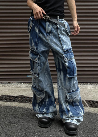 Cool Blue Button Pockets High Waist Denim Pants Summer