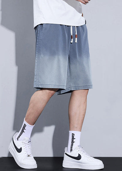 Cool Blue Gradient Color Pockets Denim Shorts Summer