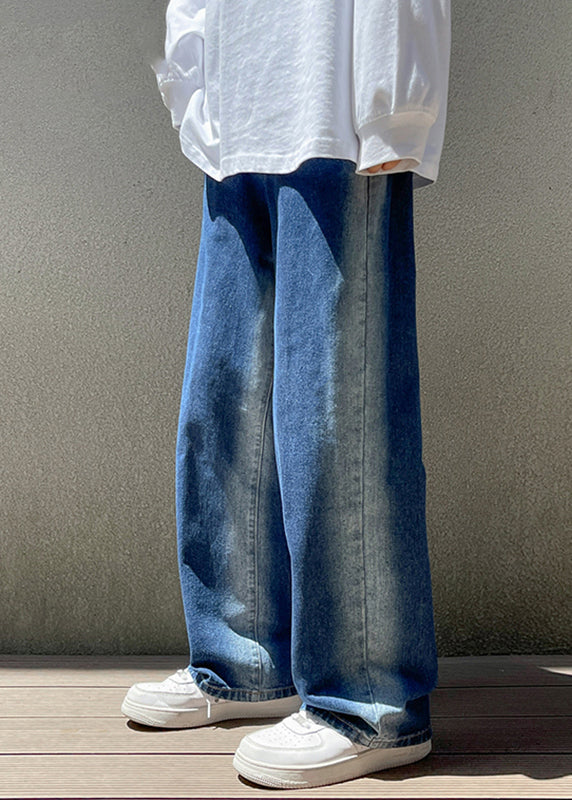 Cool Blue Gradient Pockets Denim Pants Apparel Fall