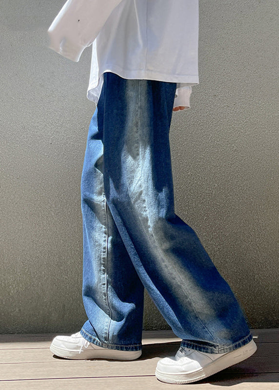 Cool Blue Gradient Pockets Denim Pants Apparel Fall