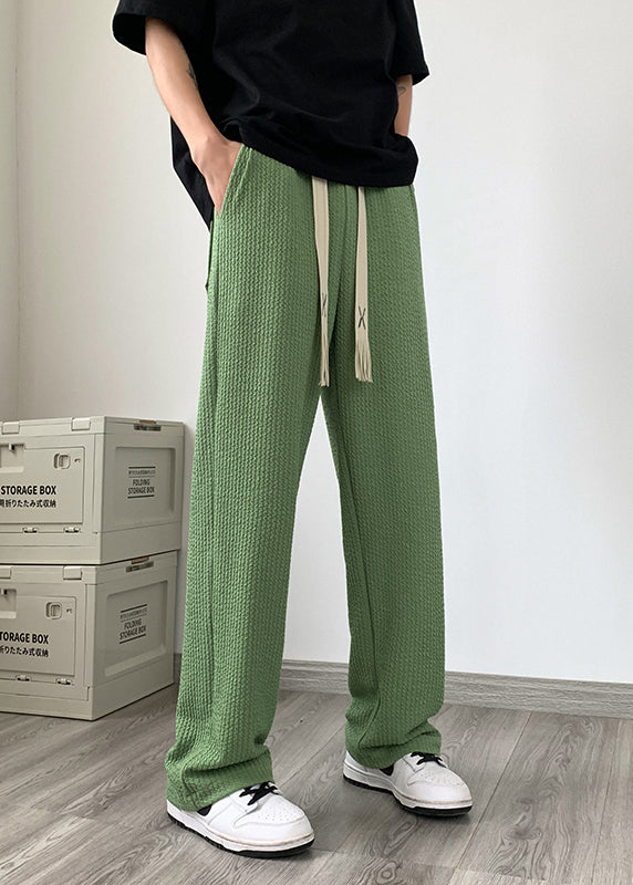 Cool Grass Green Oversized Wrinkled Cotton Pants Apparel Spring