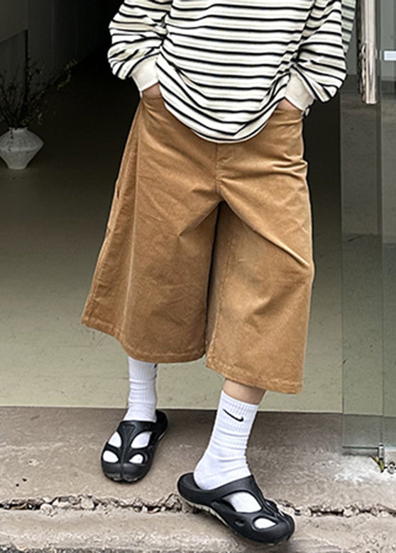 Cool Khaki Pockets Patchwork High Waist Crop Pants