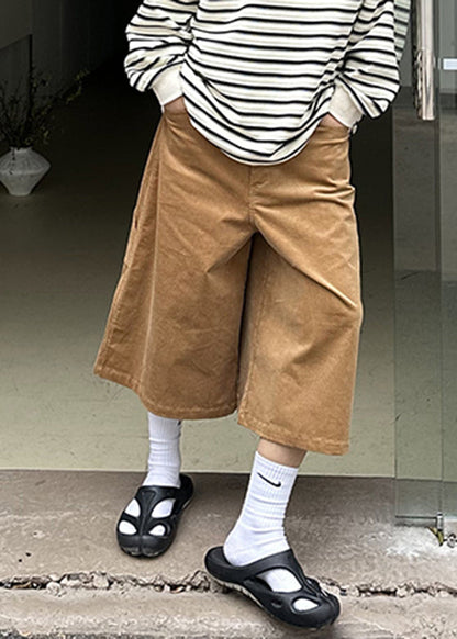 Cool Khaki Pockets Patchwork High Waist Crop Pants