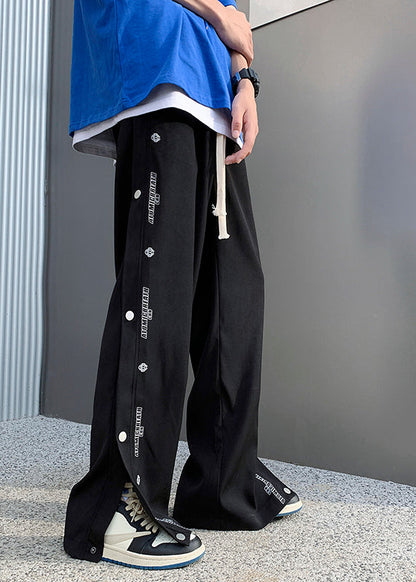 Cool Light Grey Pockets Side Open Cotton Pants Clothing Summer