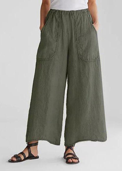 Cotton Linen Loose Wide Leg Pants Tea Green-print2