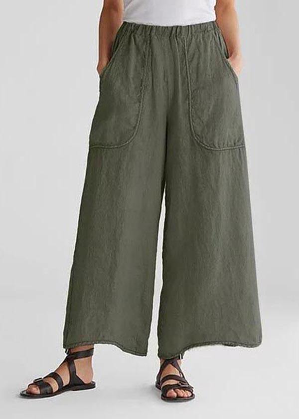 Cotton Linen Red Geometry Loose Wide Leg Pants
