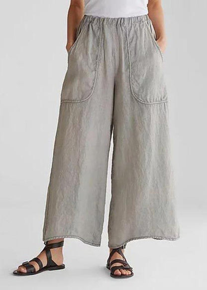 Cotton Linen Loose Wide Leg Pants Tea Green-print3