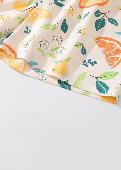 Cozy Apricot Print Pockets Cotton Summer Shorts