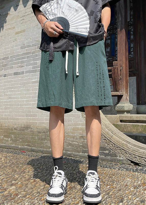 Cozy Black Print Pockets High Waist Cotton Beach Shorts Summer