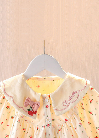 Cozy Purple Button Print Cotton Baby Blouses Long Sleeve