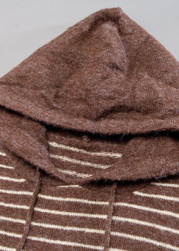 Cozy Sweater Weather Largo Chocolate High Low Hem Knit Stripe Loose Dress