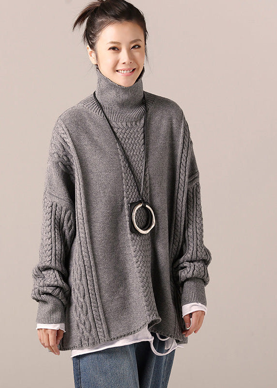 Cozy Cotton Sweater Outfit Quotes High Neck Gray Hipster Knit Top Spring Cable
