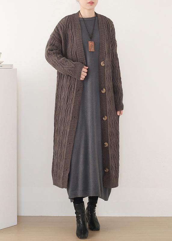 Cozy Gray Knit Jacket Loose Fitting V Neck Spring Knit Sweat Tops