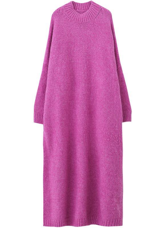 Cozy O Neck Sweater Fall Weather Rose Daily Knit Long Dresses