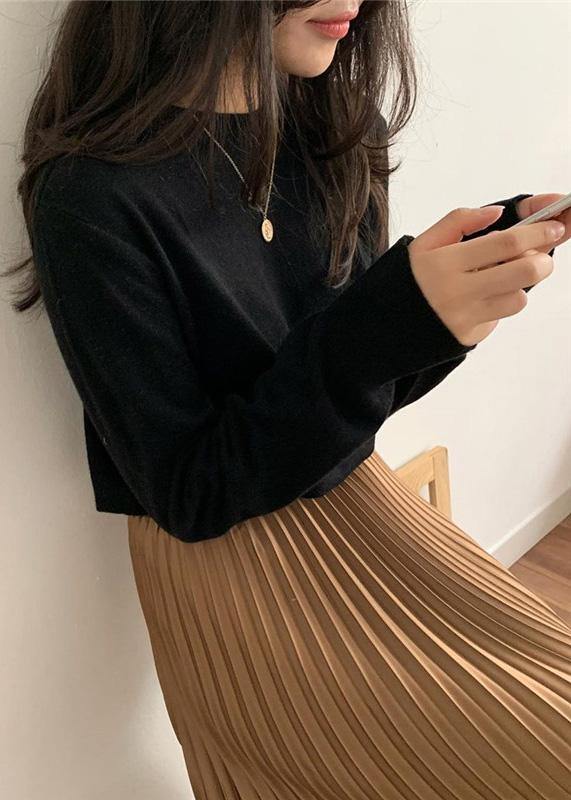 Cozy O Neck Purple Knit Tops Wild Blouse