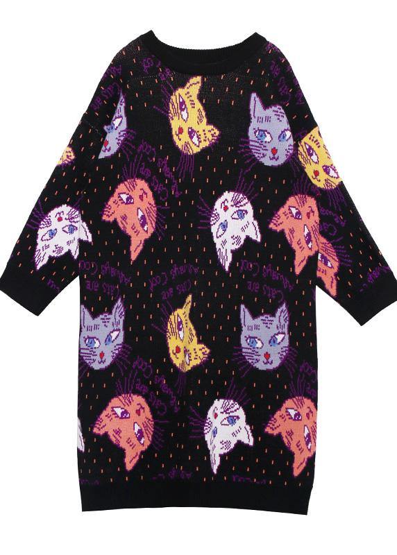 Cozy Prints Sweater Outfits Quotes O Neck Ugly Winter Sweater Dresses