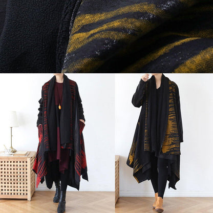 Cozy Red Print Coat Spring Asymmetric Coat