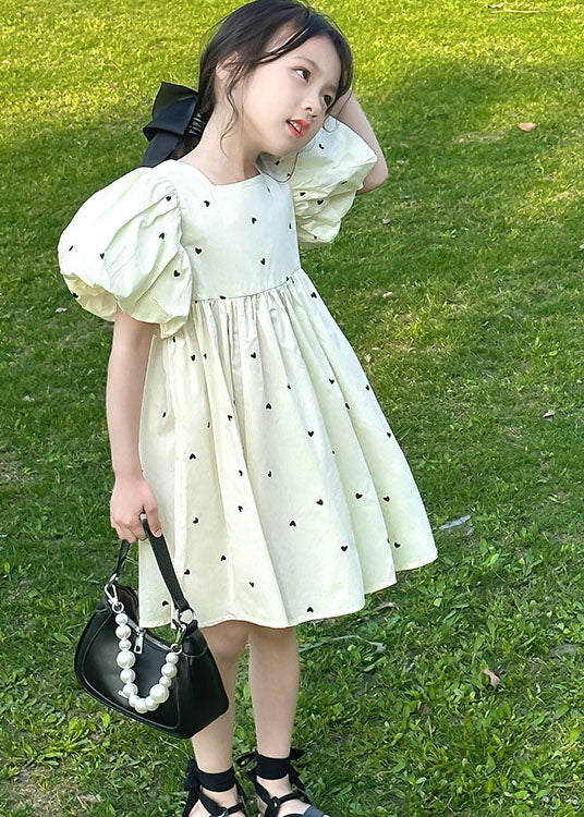 Apricot Print Bow Patchwork Cotton Baby Dress Summer