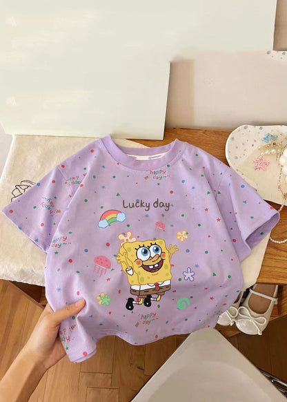 Apricot Print Patchwork Kids Top Summer