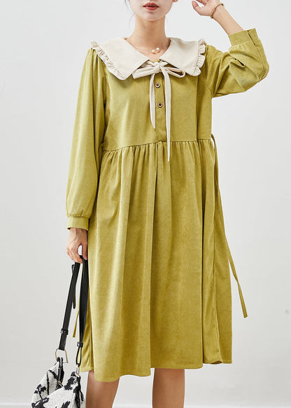 Grass Green Oversized Corduroy Dress Fall