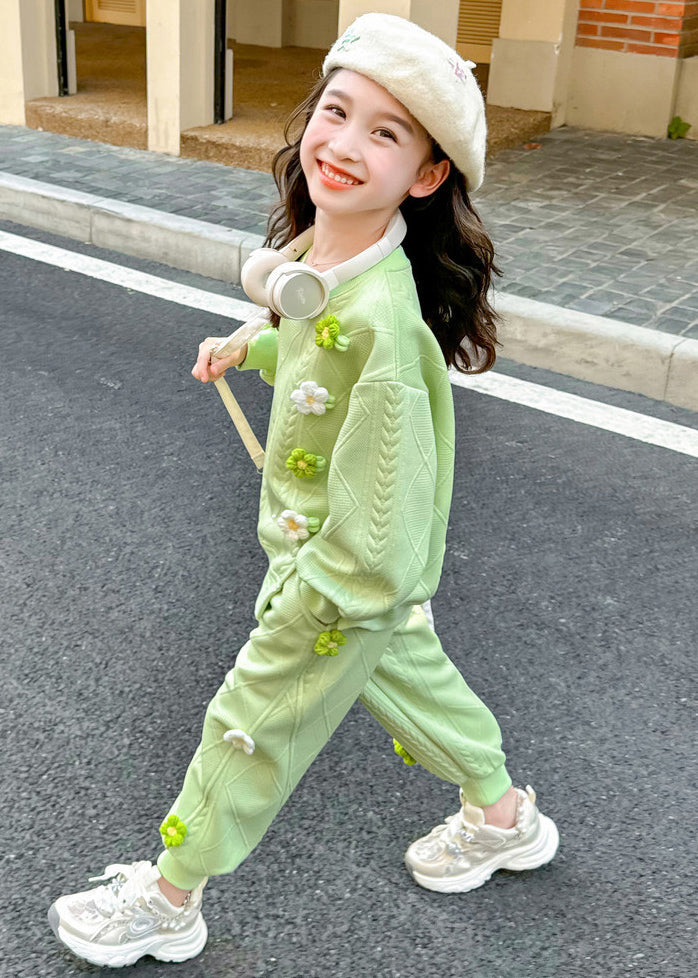Green Plaid Top and Harem Pants Two Piece Set Clothing Spring
