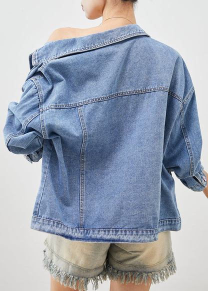 Light Blue Bear Oversized Denim Coats Spring