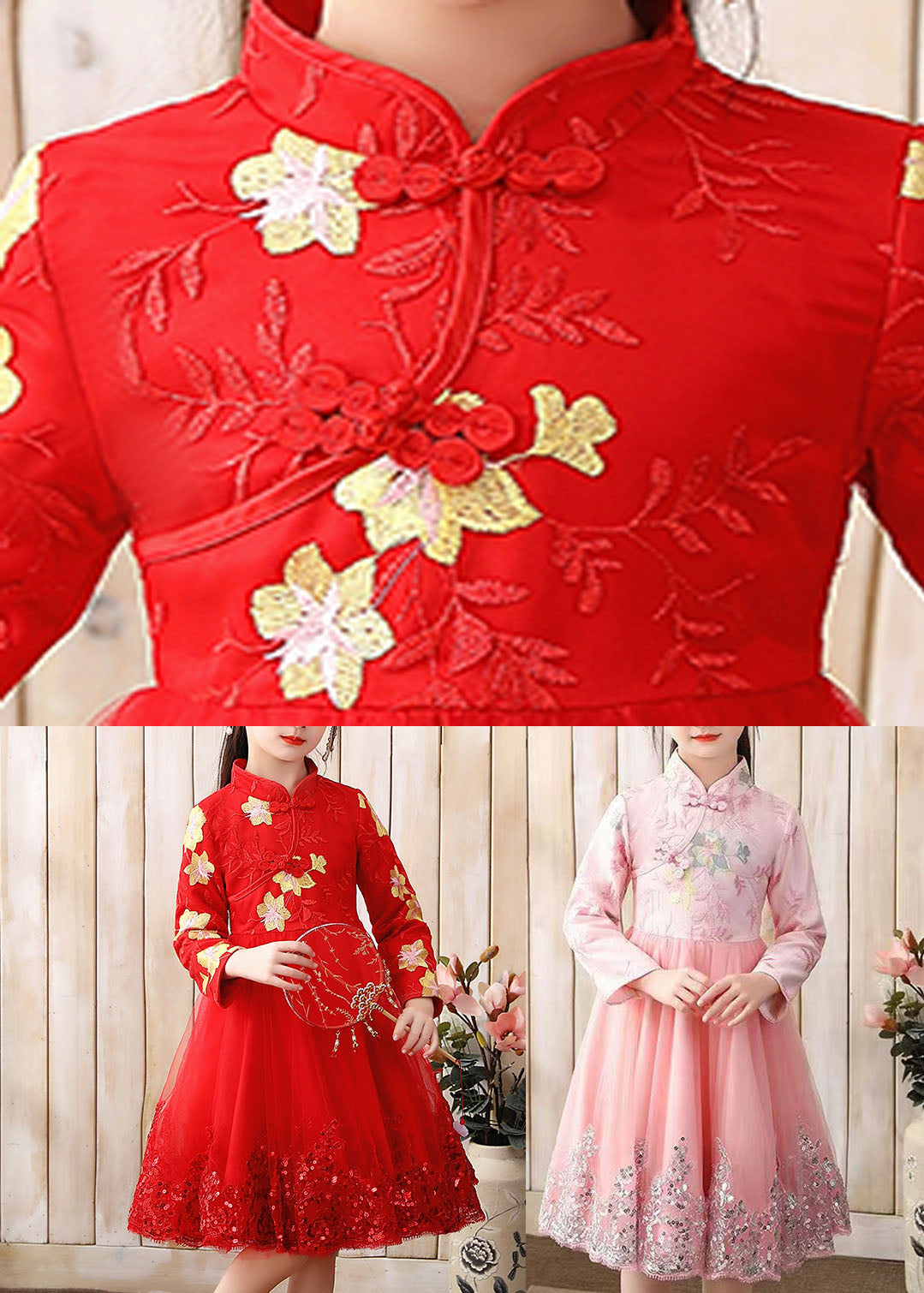 Pink Embroideried Patchwork Tulle Long Dress Fall