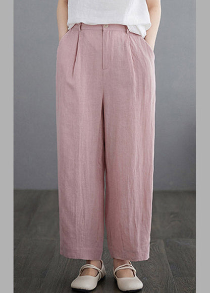 Pink Pockets Straight Pants Summer