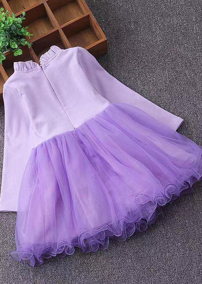 Pink Ruffled Nail Bead Patchwork Tulle Baby Dresses Fall