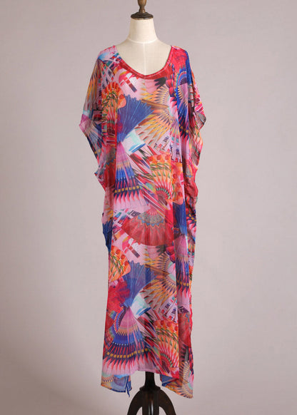 Print Side Open Chiffon Long Beach Dresses Summer