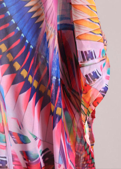 Print Side Open Chiffon Long Beach Dresses Summer