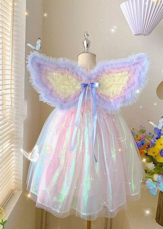 Rainbow Ruffled Patchwork Tulle Baby Dresses Summer