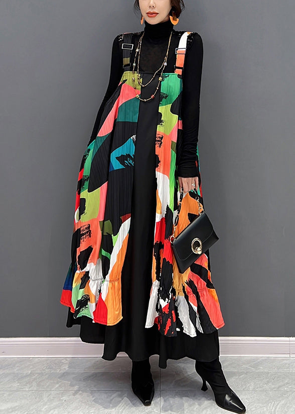 Red Slash Neck Print Maxi Dress Fall