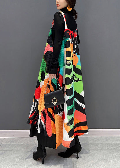 Red Slash Neck Print Maxi Dress Fall