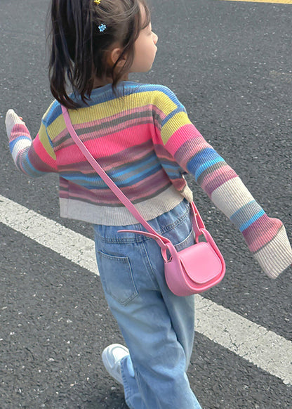 Striped O Neck Cotton Tops and Denim Pants Baby Two Pieces Set Fall