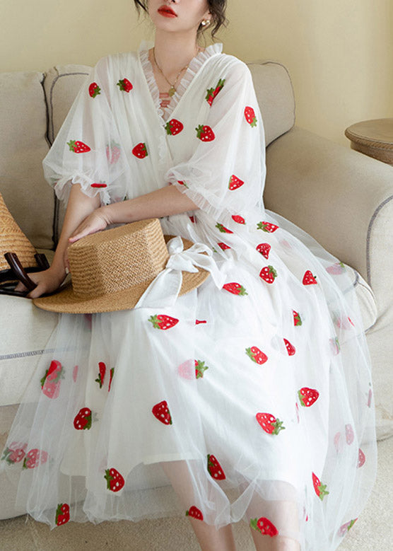 White Patchwork Tulle Maxi Dress Summer