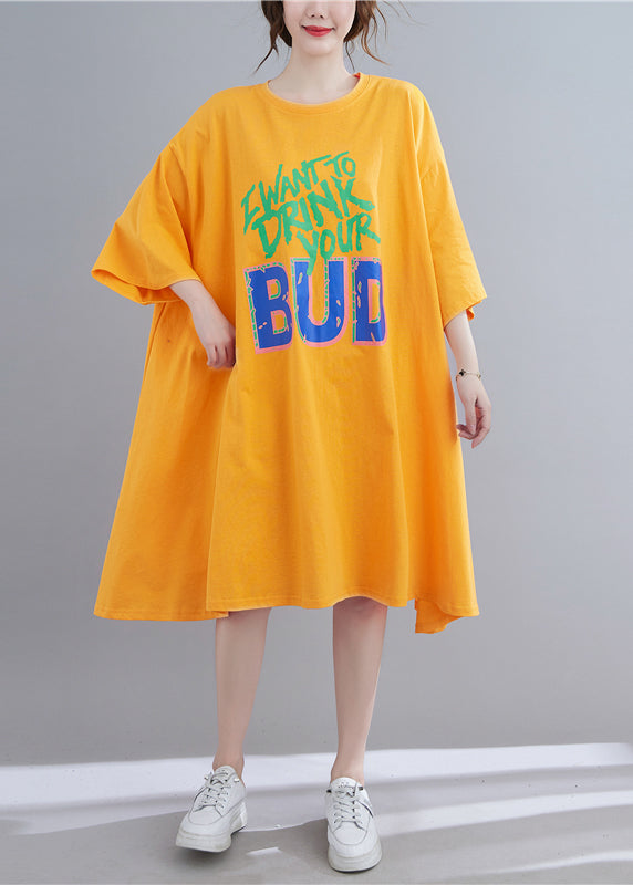 Yellow Graphic Maxi Dresses Spring