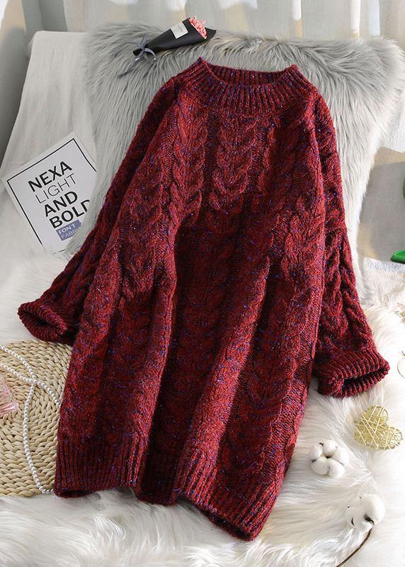 Blue Sweater Outfits Street Style Thick O Neck Baggy Knit Dresses