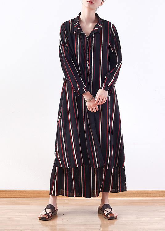 Red Striped Outwear Lapel Cardigans