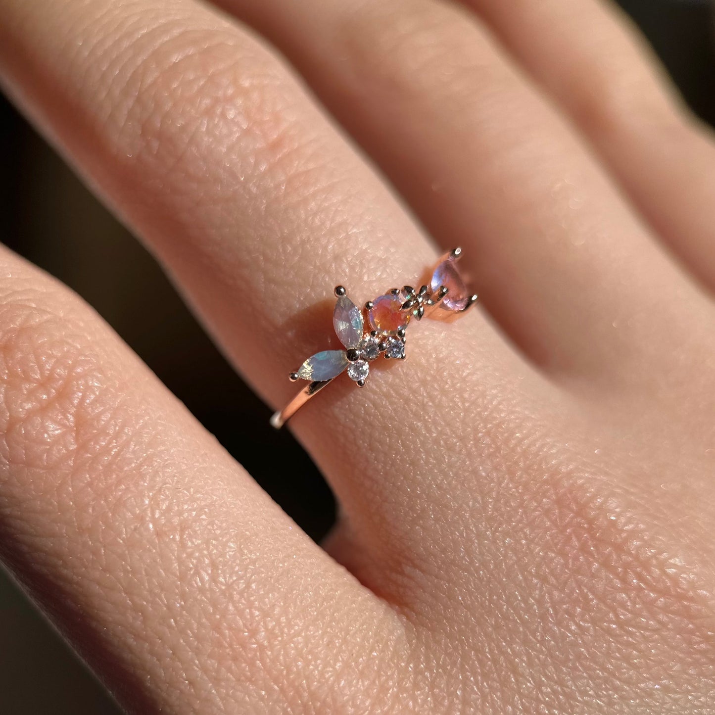 [] Freya Butterfly Ring in Rose Gold