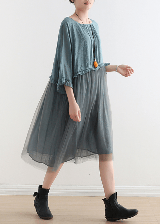 Orange Flower Tull Maxi Dresses Patchwork Chiffon Summer Dresses