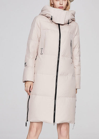Diy Beige Stand Collar Warm Loose Winter Duck Down Coat