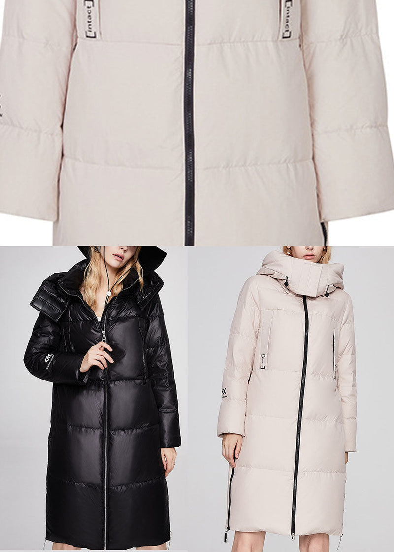 Diy Beige Stand Collar Warm Loose Winter Duck Down Coat