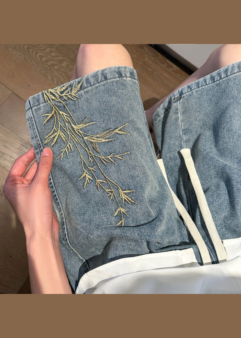 Diy Black Embroideried Pockets Denim Shorts Apparel Summer